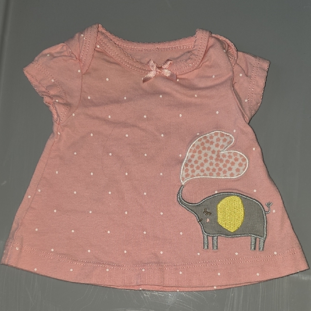 (J59) Child of Mine Pink Elephant Heart Tee Sz Newborn